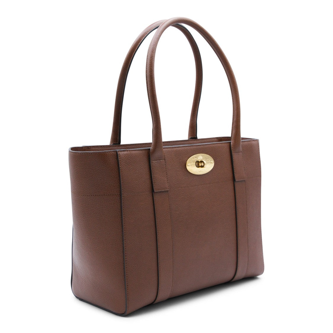 Mulberry Textured Brown Leather Bayswater Tote With Gold-Tone Hardware