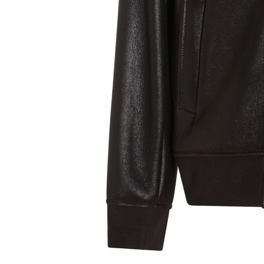 Salvatore Santoro Brown Leather Ribbed Cuff Jacket