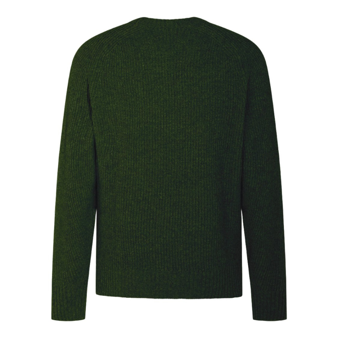 Altea Deep Green Ribbed Knit Sweater With Classic Crew Neckline