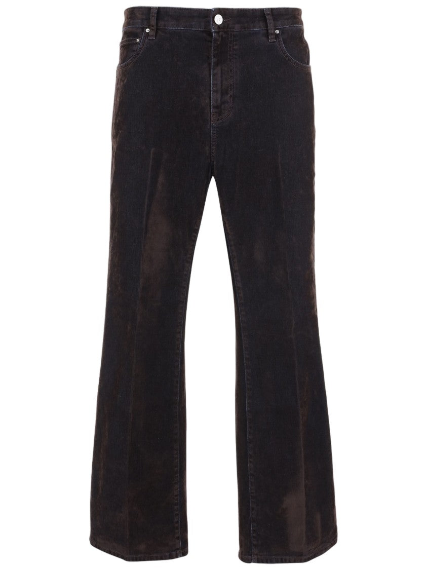 Amiri Brown Velvet-Effect Stretch Cotton Flared Jeans