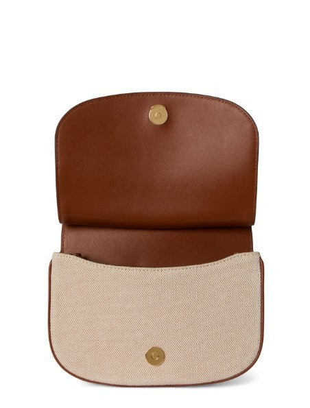 Lauren Ralph Lauren Buff Canvas Shoulder Bag With Leather Trim