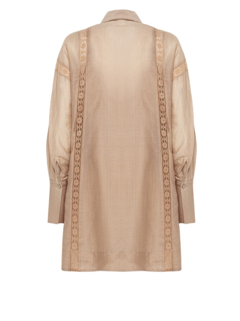 Blugirl Mini Dress In Lyocell With Lace Trims