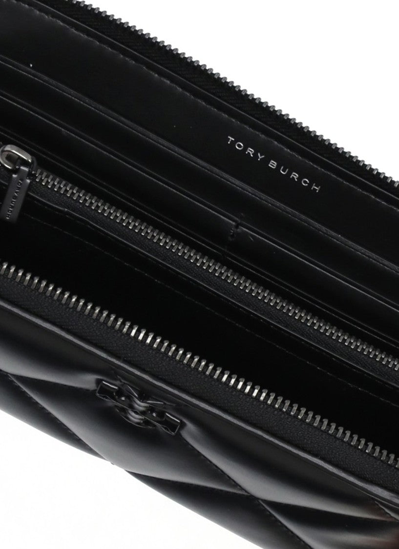 Tory Burch Black Kira Diamond Quilted Leather Wallet