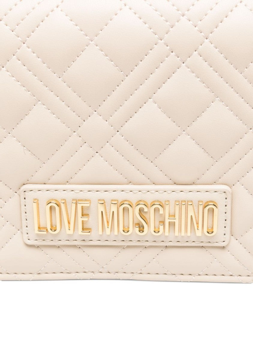 Love Moschino Quilted Avorio Shoulder Bag With Gold Hardware