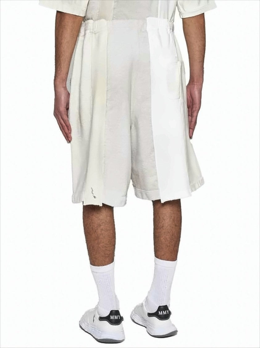 Maison Mihara Yasuhiro Patchwork Design Cotton Shorts With Elastic Waistband