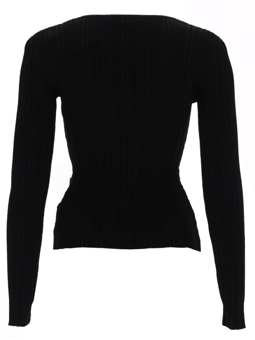 Self-Portrait Lace Ribbed Textured Fitted Top