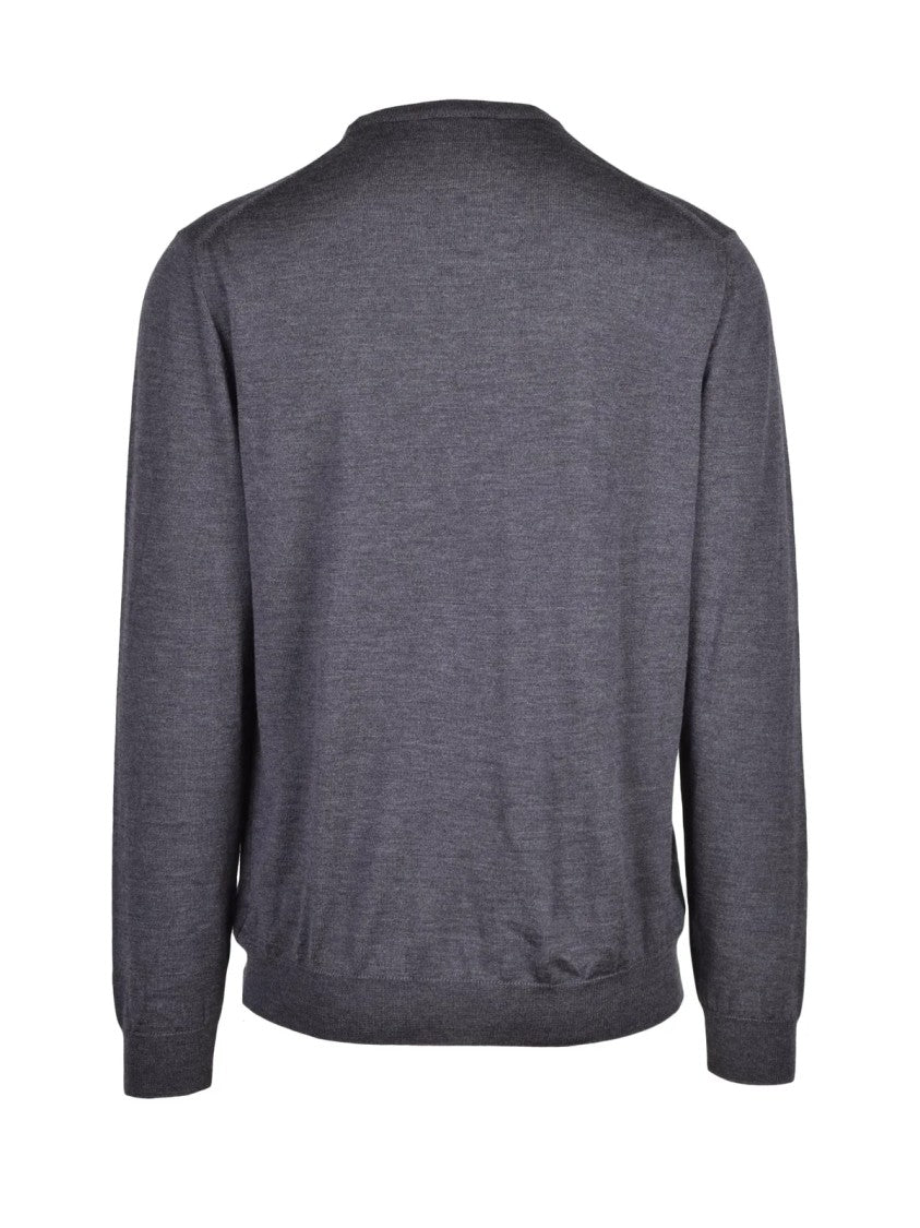Zanone Grey Virgin Wool Crewneck Sweater