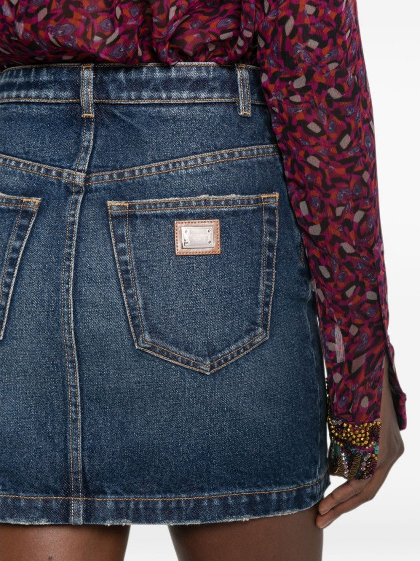 Dolce & Gabbana Classic Denim Mini Skirt With Raw Hemline