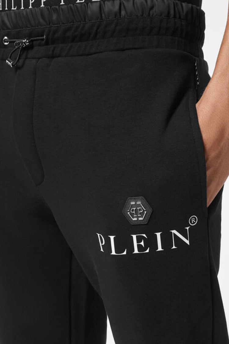 Philipp Plein Black Hexagon Logo Tapered Sweatpants
