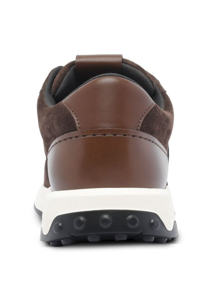 Tod's Brown Suede Upper Shoes With Leather Panel And Lace Closure