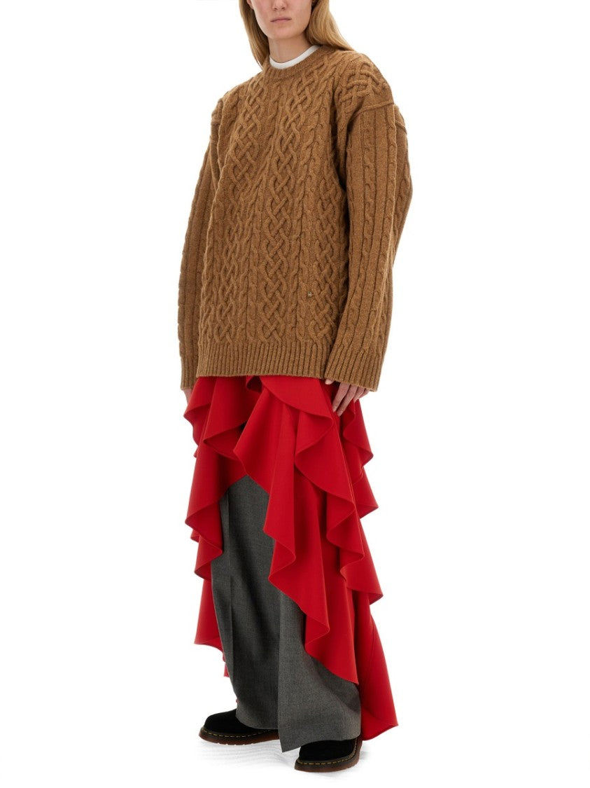 Moschino Textured Cable Knit Oversize Fit Jersey