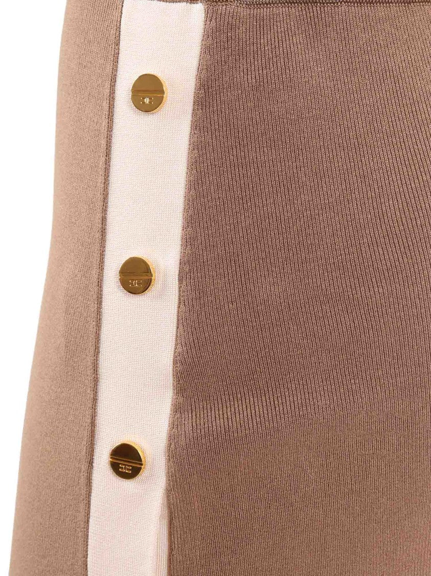 Elisabetta Franchi Belted Contrast Detail Knit Midi Skirt