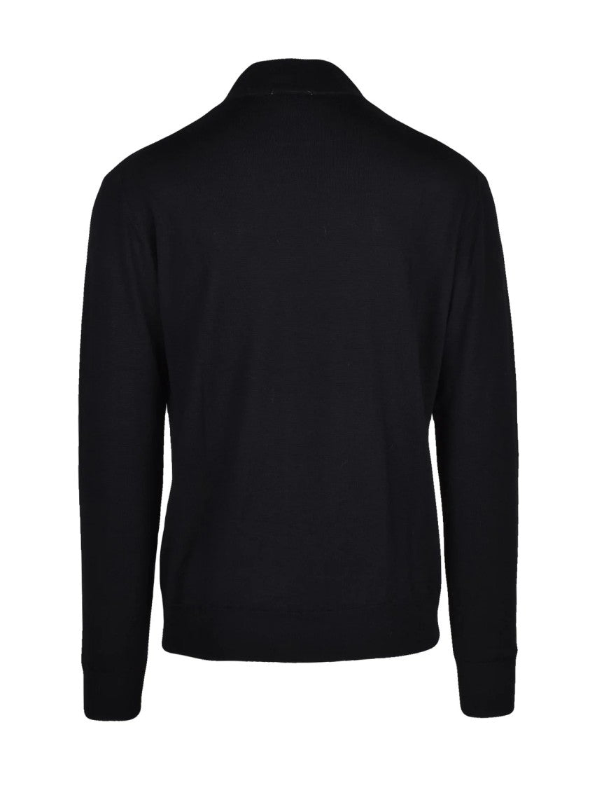 Dressism. High-Neck Black Turtleneck Sweater In Extrafine Merino Wool