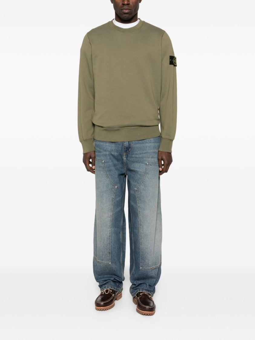 Stone Island Military Green Garment-Dyed Stone Island Sweatshirt