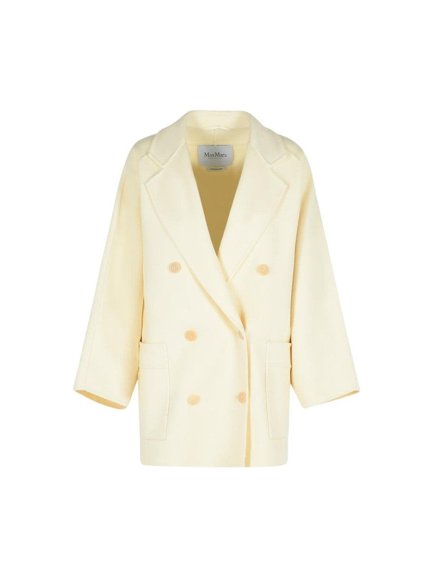 Max Mara Teddy Crop' White Wool Blend Coat