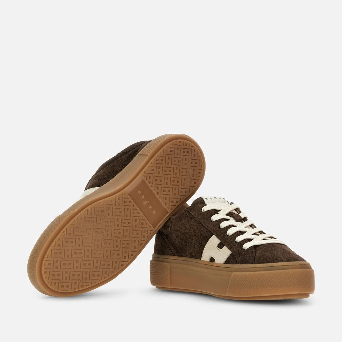 Hogan Brown Suede Gum-Sole Low-Top Sneakers