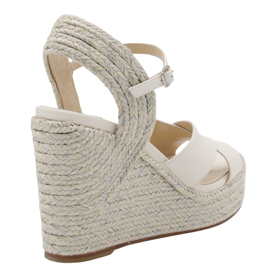 Jimmy Choo White Wedge Sandals With Braided Rope Detail