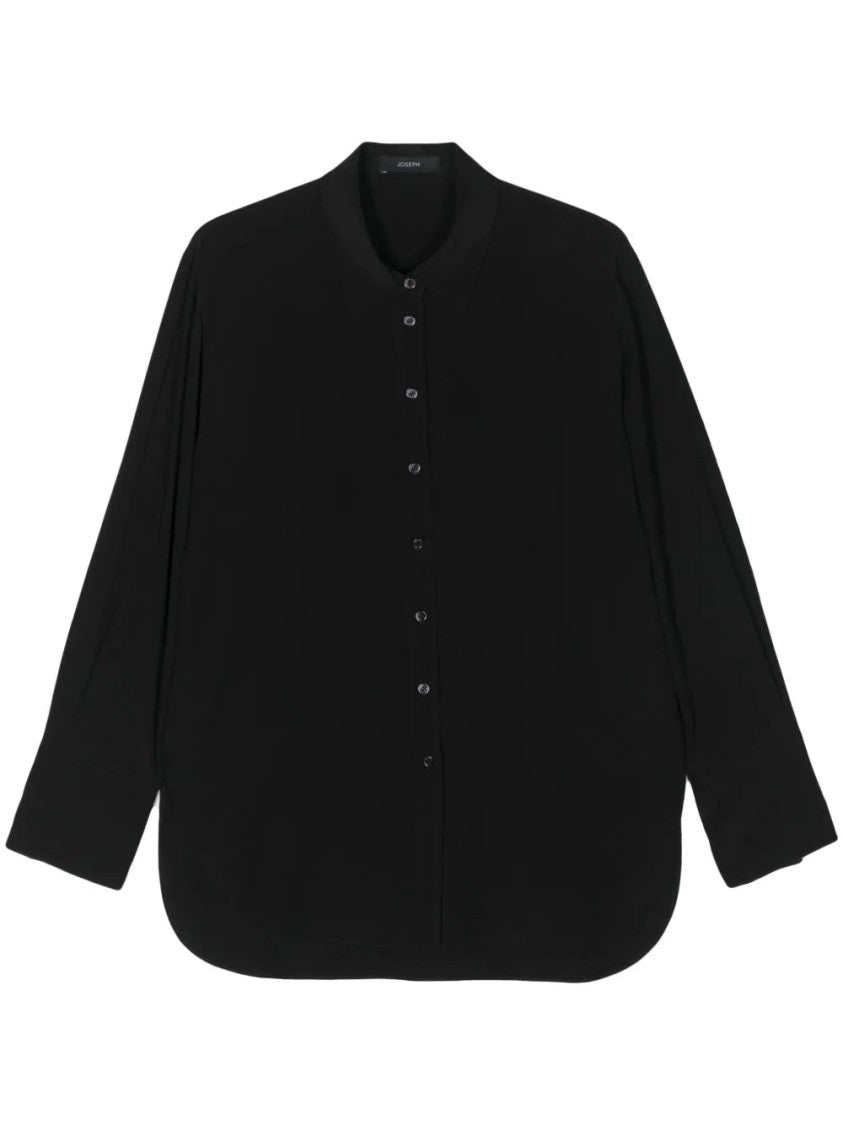 Joseph Black Joe Crepe-De-Chine Silk Long-Sleeve Shirt