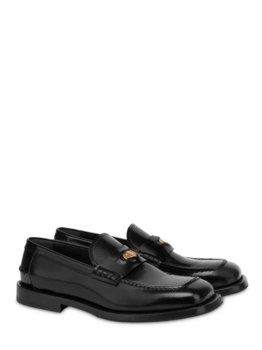Moschino Minimalist Black Flats With Rounded Toe