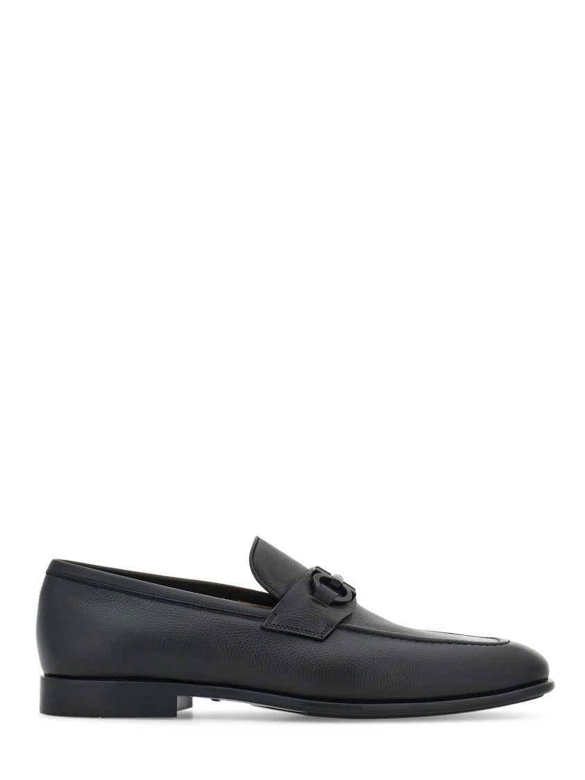 Ferragamo Minimalist Calf Leather Flats With Rounded Square Toe