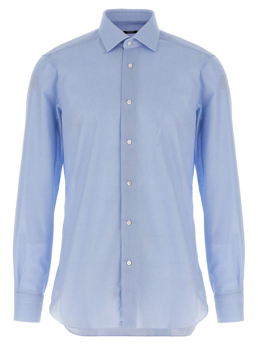 Barba Honeycomb-Pattern Cotton Shirt