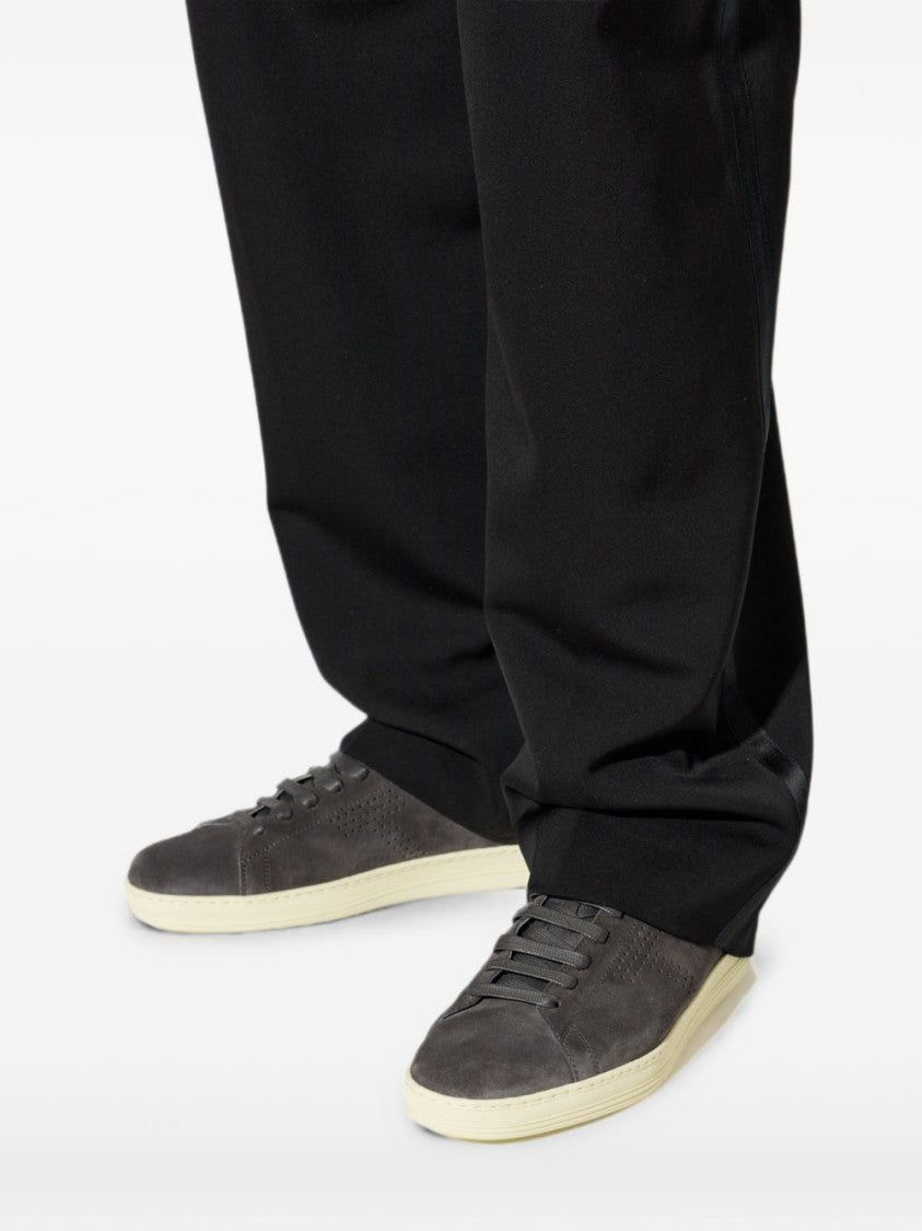 Tom Ford Black Suede Low-Top Contrasting Sneakers
