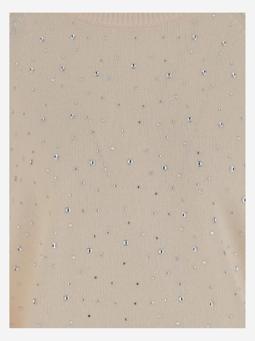 Allude Wool Blend Pullover With Rhinestones And Studs