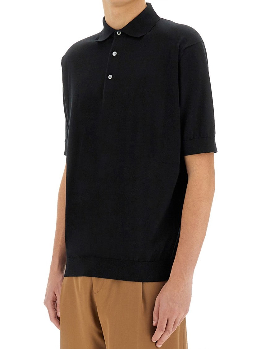 Lardini Black Knitted Polo
