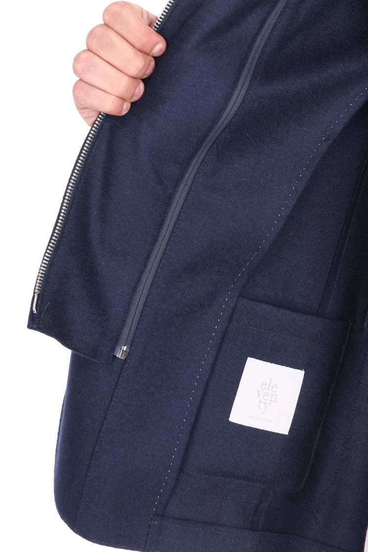 Eleventy Jersey Wool Jacket With Detachable Yoke