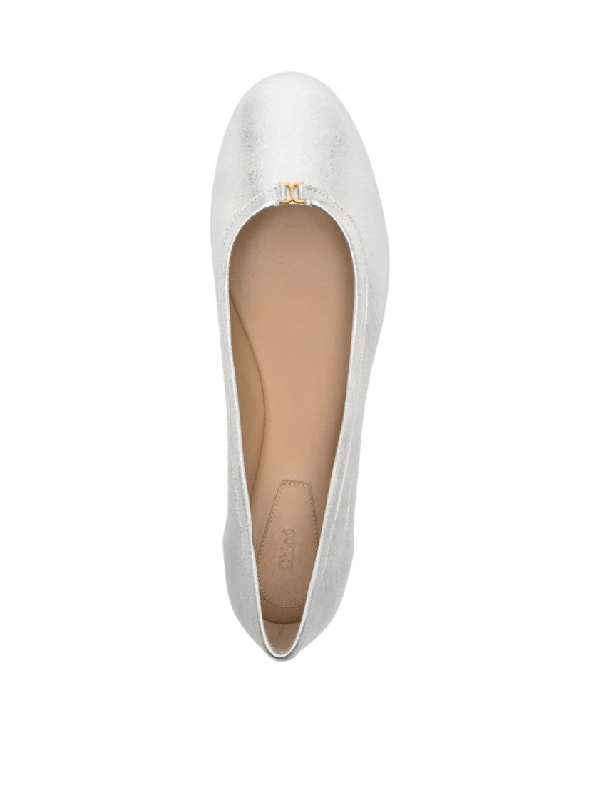 Chloé Marcie Metallic Leather Ballerina Flats
