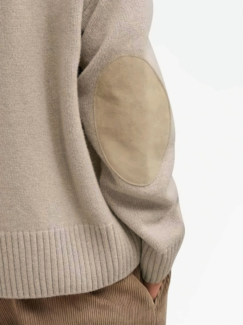 Ami Paris Soft Knit Cardigan With Suede Elbow Patches