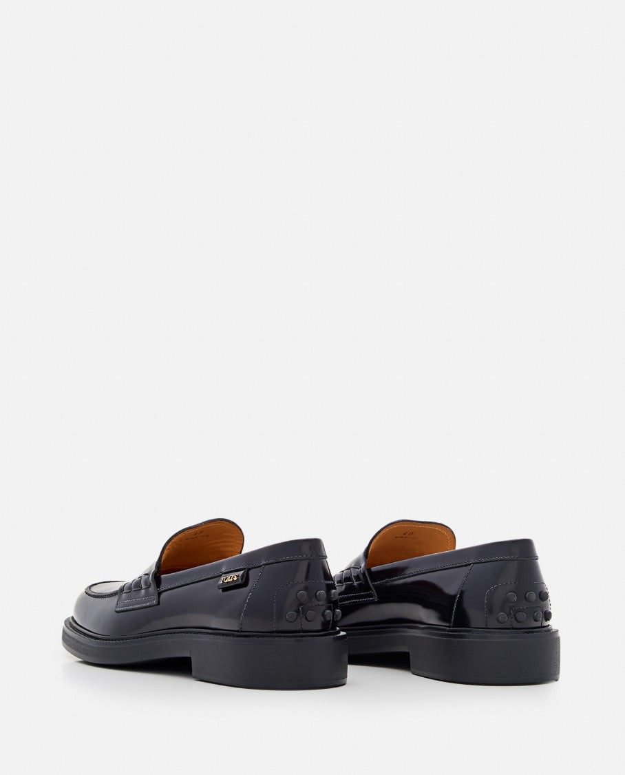 Tod's Polished Leather Loafers With Rounded Toe