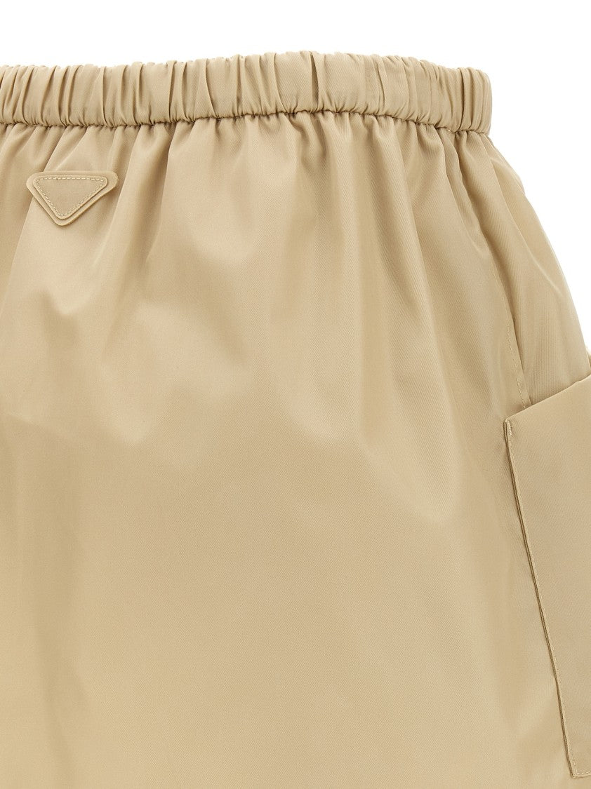 Prada Re-Nylon Mini Skirt With Saffiano Leather Accents