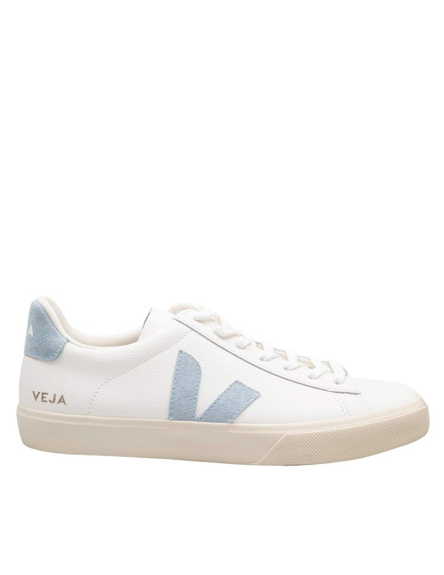 Veja Campo Chromefree Leather Shoes, White/Light Blue