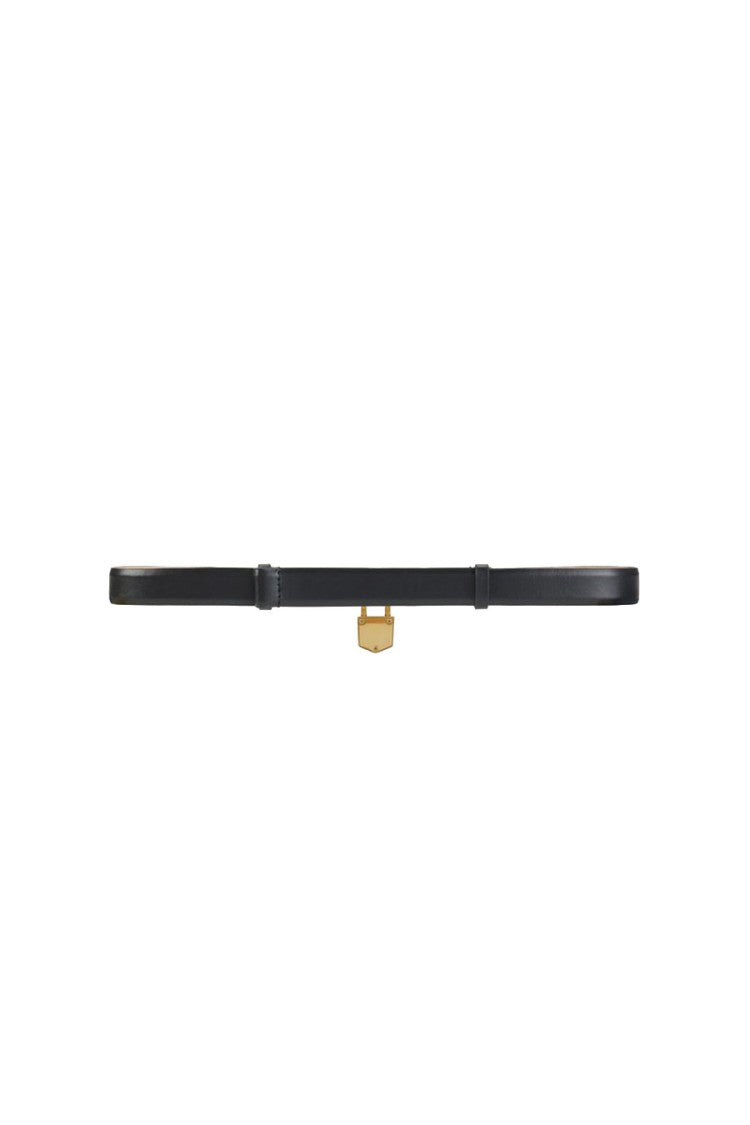 Elisabetta Franchi Black Leather Padlock-Buckle Belt