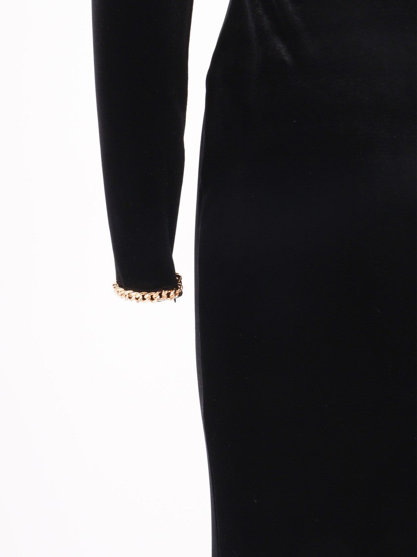 Elisabetta Franchi Form-Fitting Midi Dress With High Neckline