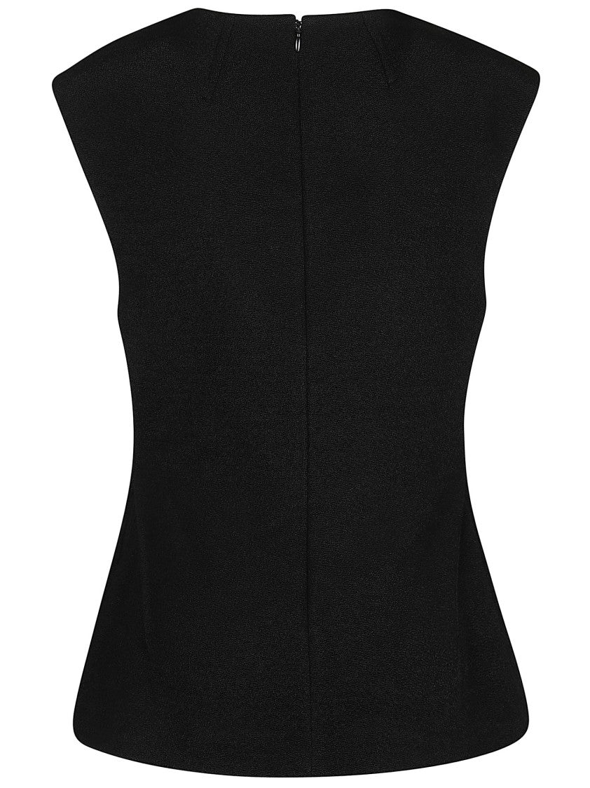Jil Sander Sleeveless Black Top With Draped Collar
