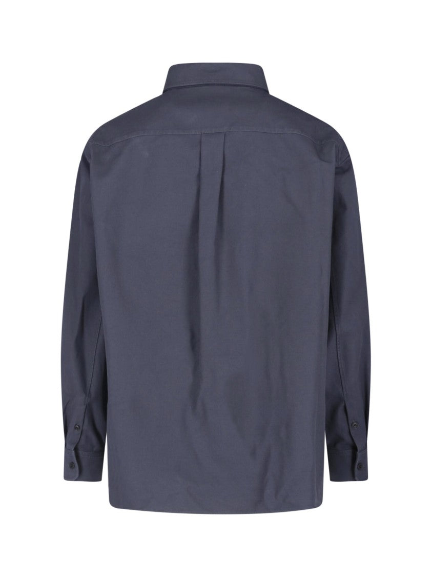 Lemaire Black Boxy Pleated Casual Shirt