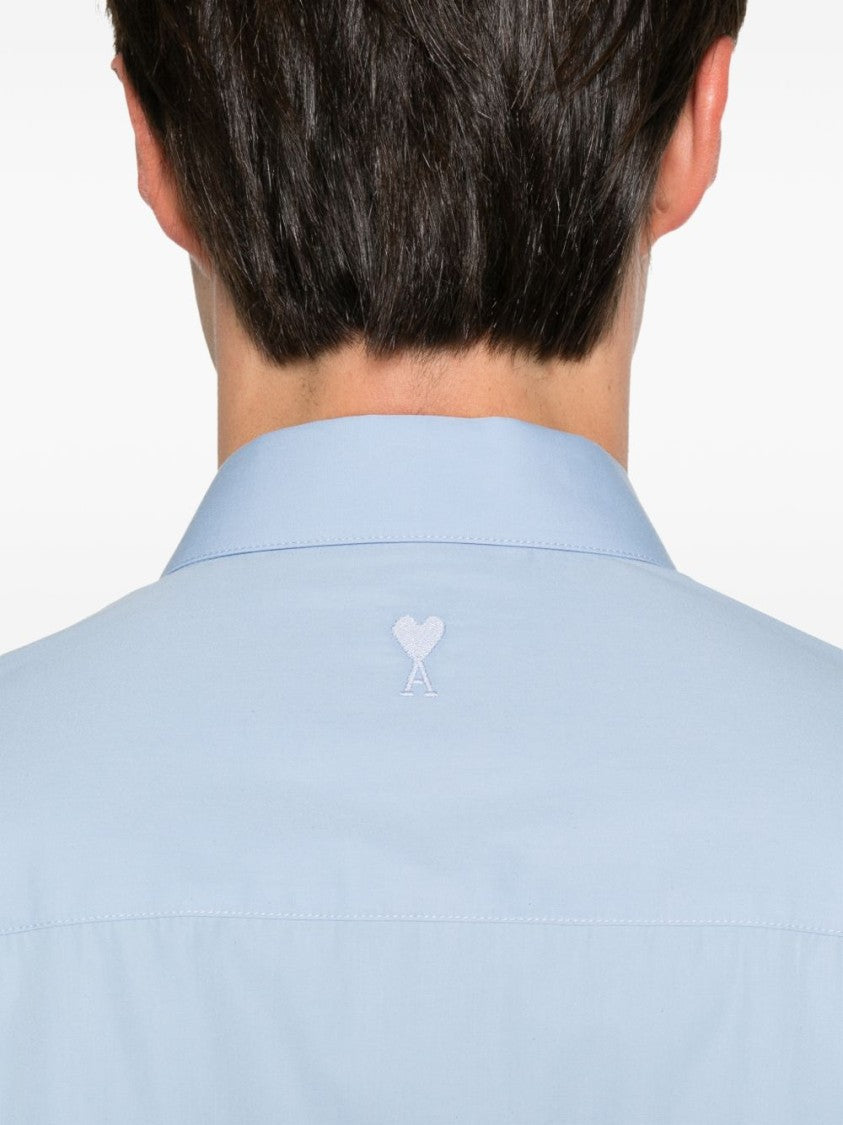 Ami Paris Light Blue Long-Sleeve Shirt With Classic Collar