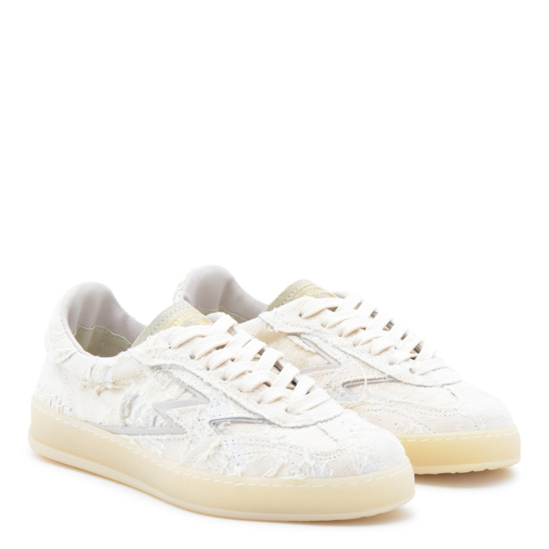 Moaconcept White Sneakers From Moaconcept Featuring Round Toe, Cotton Laces Fastening, Details And Flat Sole.