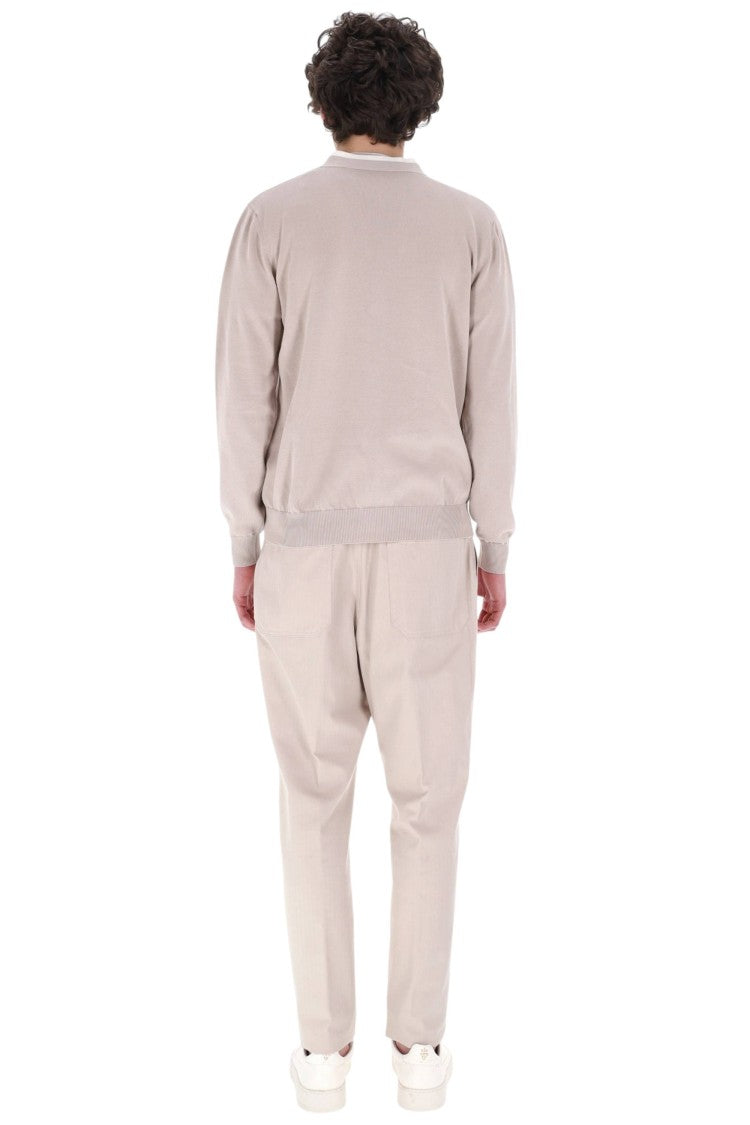 Eleventy Contrast Trim Pure Cotton Cardigan