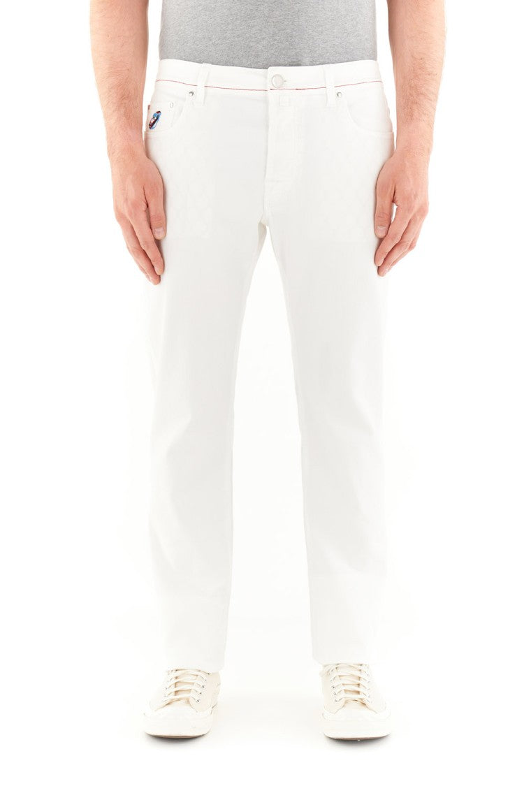 Jacob Cohen Slim-Fit White Denim With Unique Logo Detailing