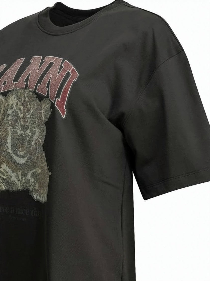 Ganni Vintage Graphic Print T-Shirt With Relaxed Fit
