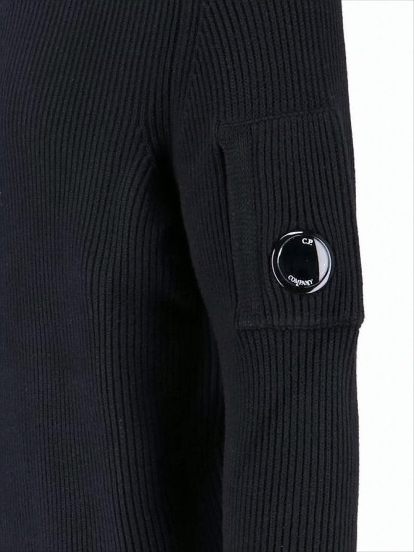 C.P. Company Ribbed Knit Sweater With Patch Pocket And Logo Detail