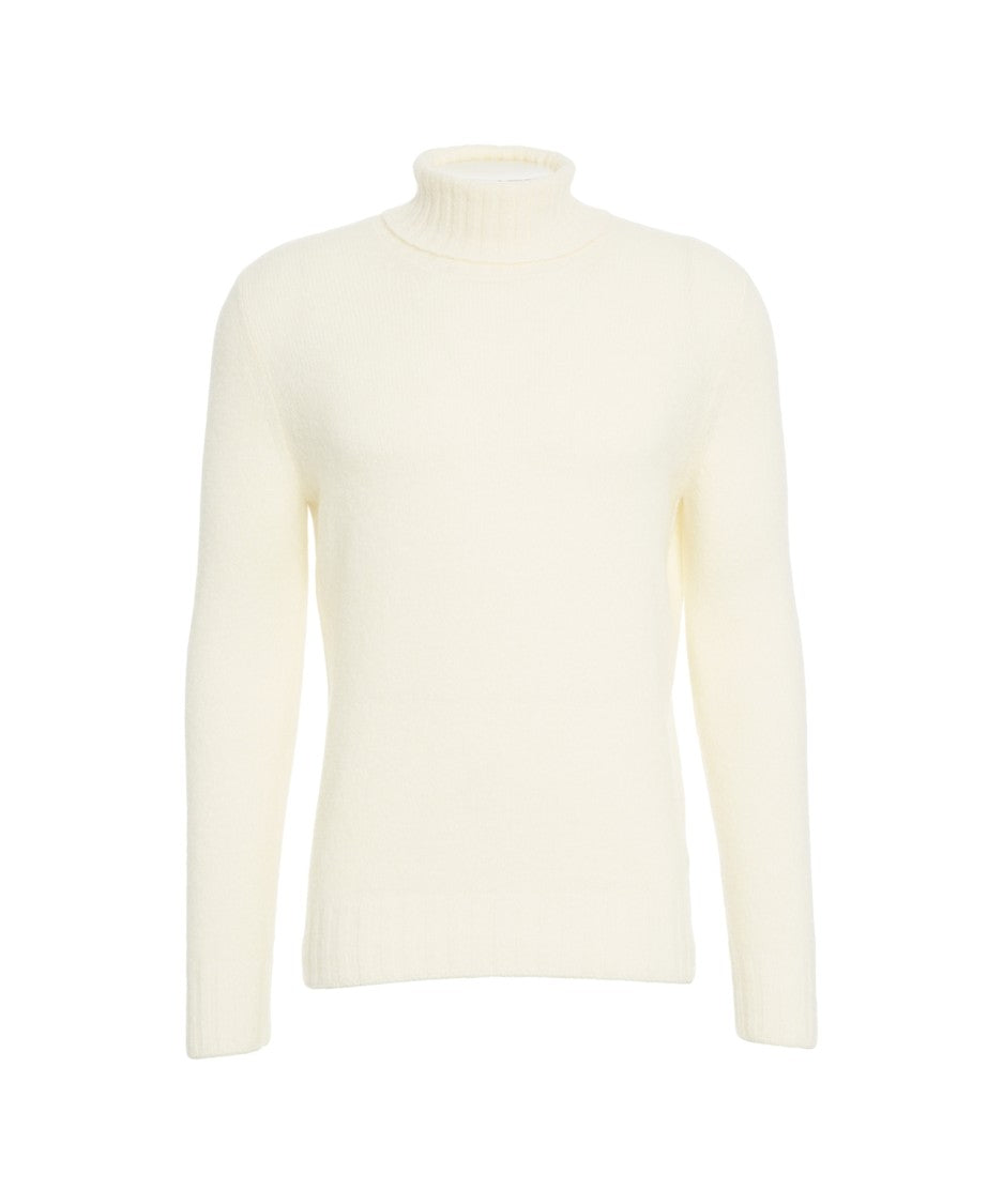 Gender Beige Turtleneck Sweater With Ribbed Details