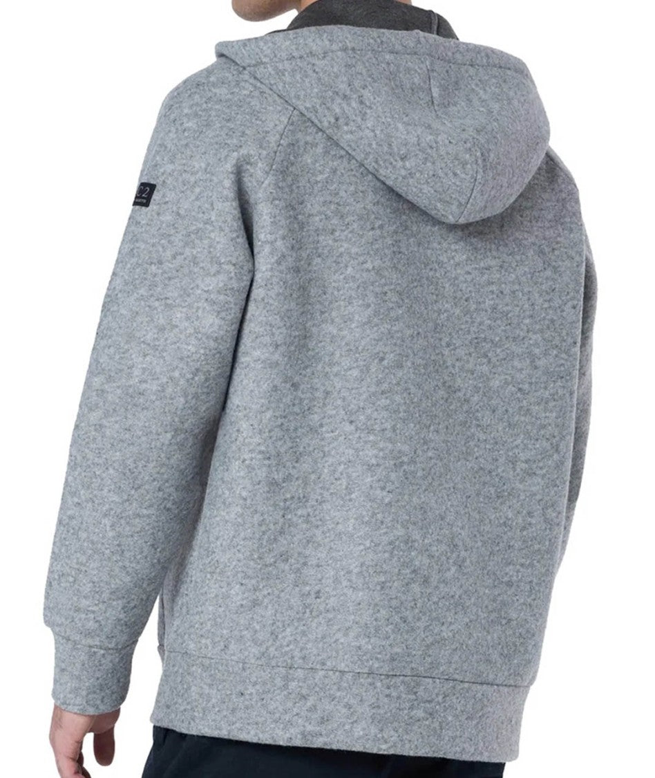 Mc2 Saint Barth Heathered Grey Zip-Up Hoodie With Adjustable Drawstring