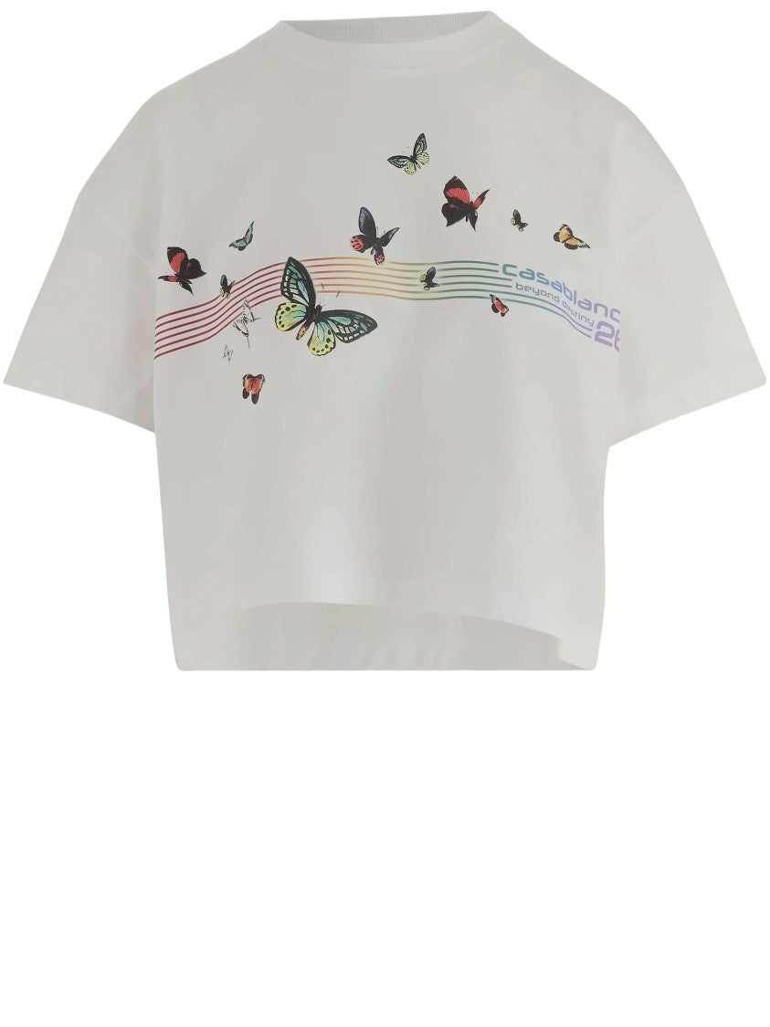 Casablanca Cropped Cotton T-Shirt With Playful Logo Print