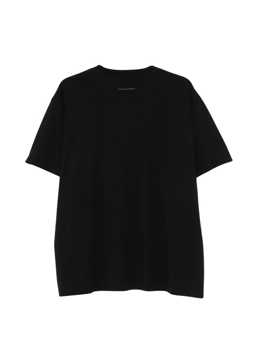 Mm6 By Maison Margiela Black Short-Sleeve Logo Patch T-Shirt