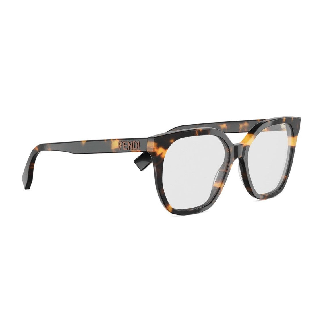 Fendi Havana Lettering Acetate Square Sunglasses