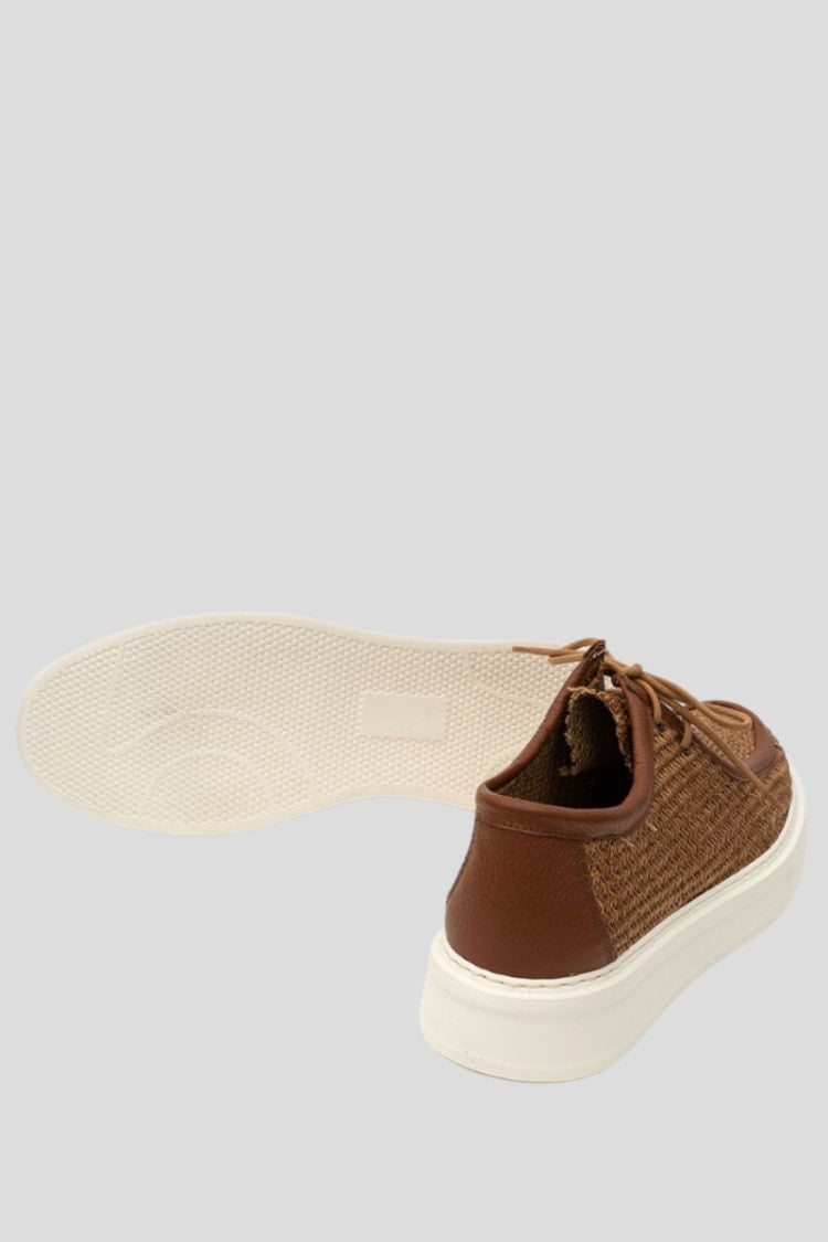 Philippe Lang Raffia Lace-Up Sneakers